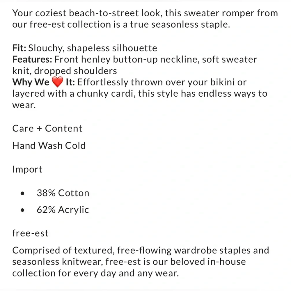 NWOT Free People Beau Sweater Romper - Picture 5 of 11